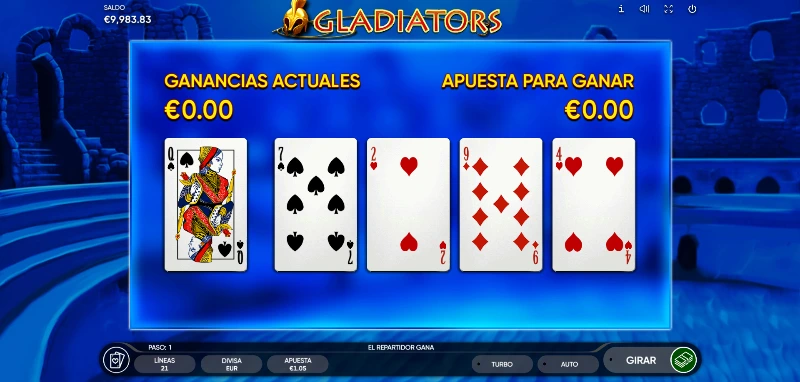 Al ser una slot Endorphina, tenemos disponible el doble o nada para jugar con nuestros premios.