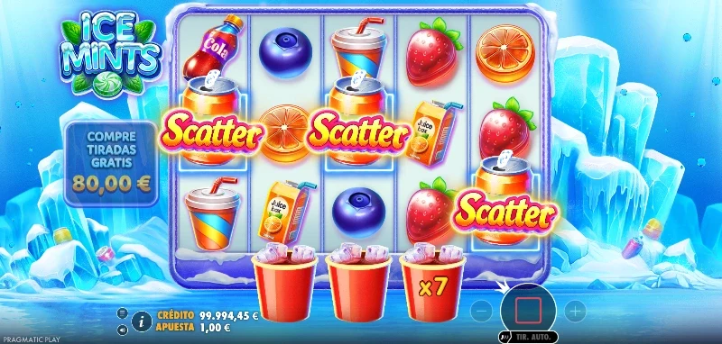 Podemos lograr 10, 15 o 20 giros sin coste si logramos 3, 4 o 5 Scatters respectivamente.