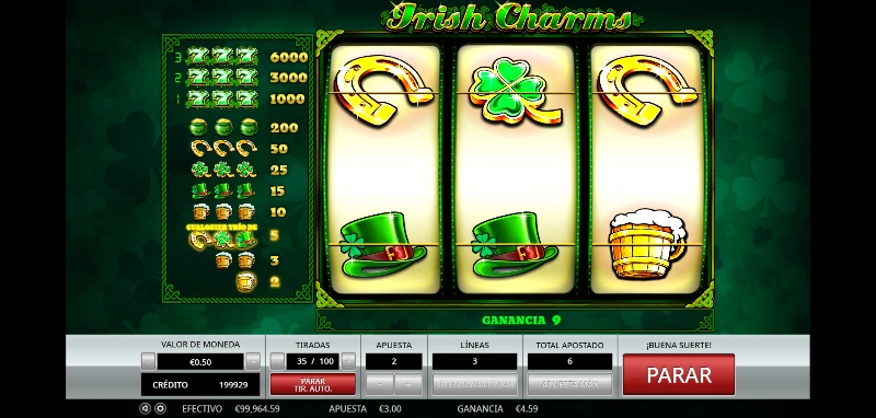 La combinación de 3 símbolos diferentes también ofrece un premio, por lo que mientras consigamos 3 símbolos en una línea, siempre tendremos una recompensa.