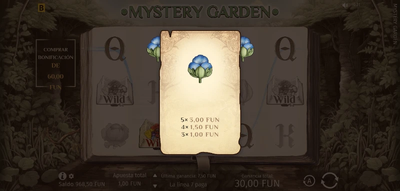 El apartado gráfico está cuidado al mínimo detalle para presentarnos esta slot gratis como un cuaderno botánico.