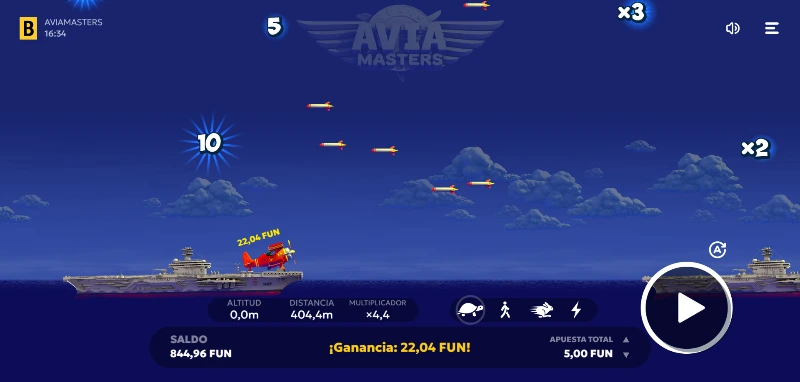 El premio dependerá de nuestra apuesta base y los consiguientes encuentros que tengan en el aire.