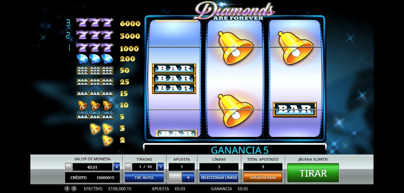 Esta slot de Pragmatic tiene un tablero 3x3 y 3 líneas de juego variables.