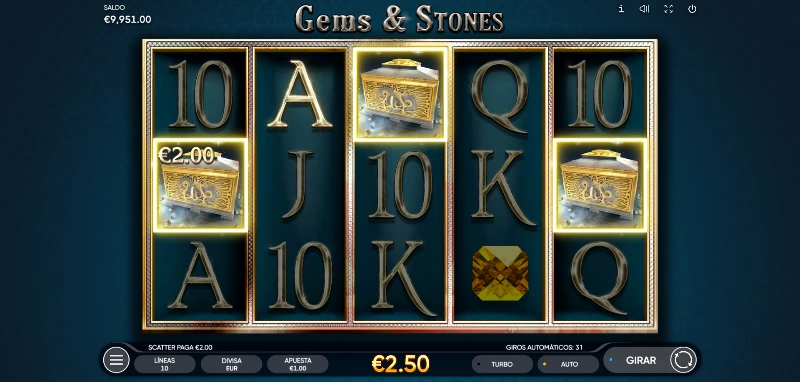 La figura Wild compartirá símbolo con el Scatter, siendo en este caso, la caja dorada.