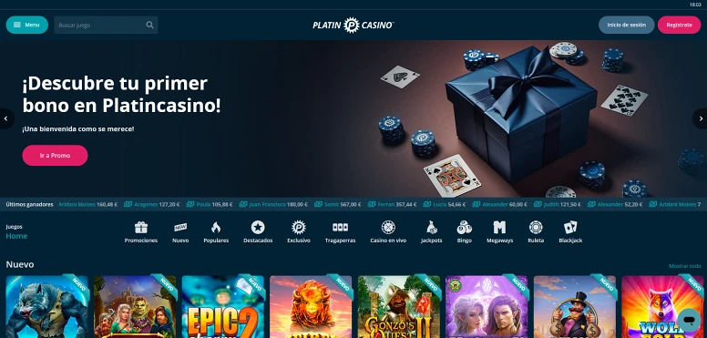 platincasino bonus sin depósito