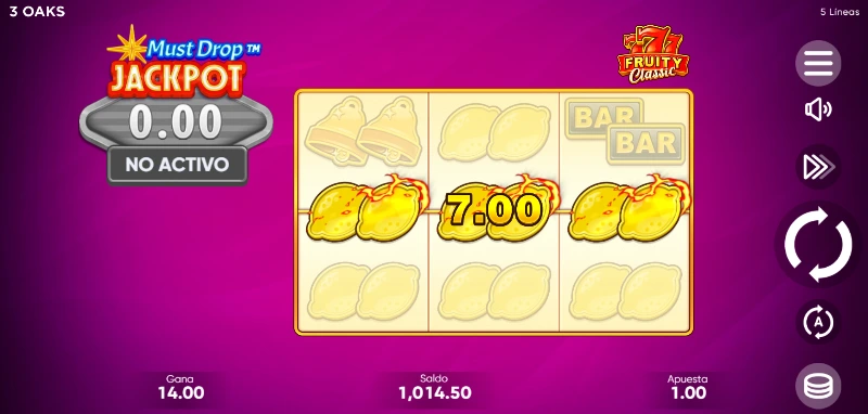 Las slots bar se caracterizan por un tablero clásico 3x3 con pocas líneas de juego.