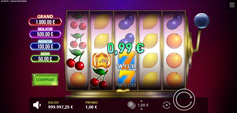 Jugamos en una cuadrícula 5x4 con 40 líneas de juego una pool prize de x2.000.