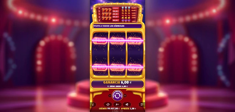 Los valores de premio en este tablero 3x3 se mueven entre x1.60 y x40 con los símbolos estándar, siendo los valores del Wild como big wins y posible max win combinando las líneas