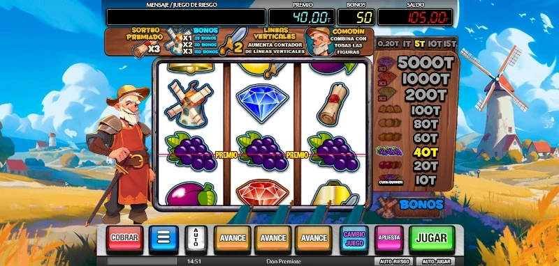 Es un juego 3x3 con un premio máximo de x1.000 nuestra apuesta y un retorno progresivo según lo apostado en la tirada.