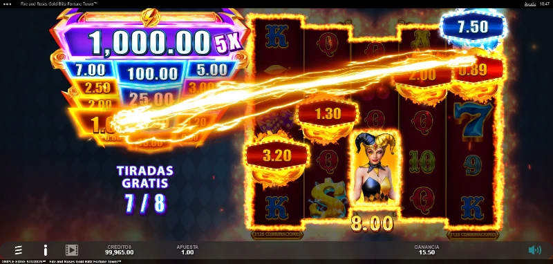Los valores de los jackpots van de x5 hasta un máximo x1.000 y los premios directos desde x0.5 hasta x15 lo apostado.