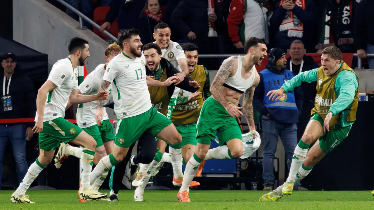 Irlanda celebrando la repesca al Mundial 2026.