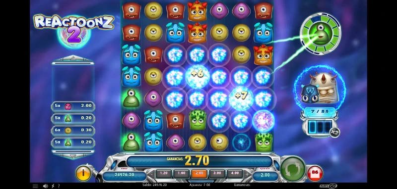 Los comodines podrán o no estar cargados en el juego, haciendo que las combinaciones adyacentes puedan ayudar a propiciar nuestra racha.