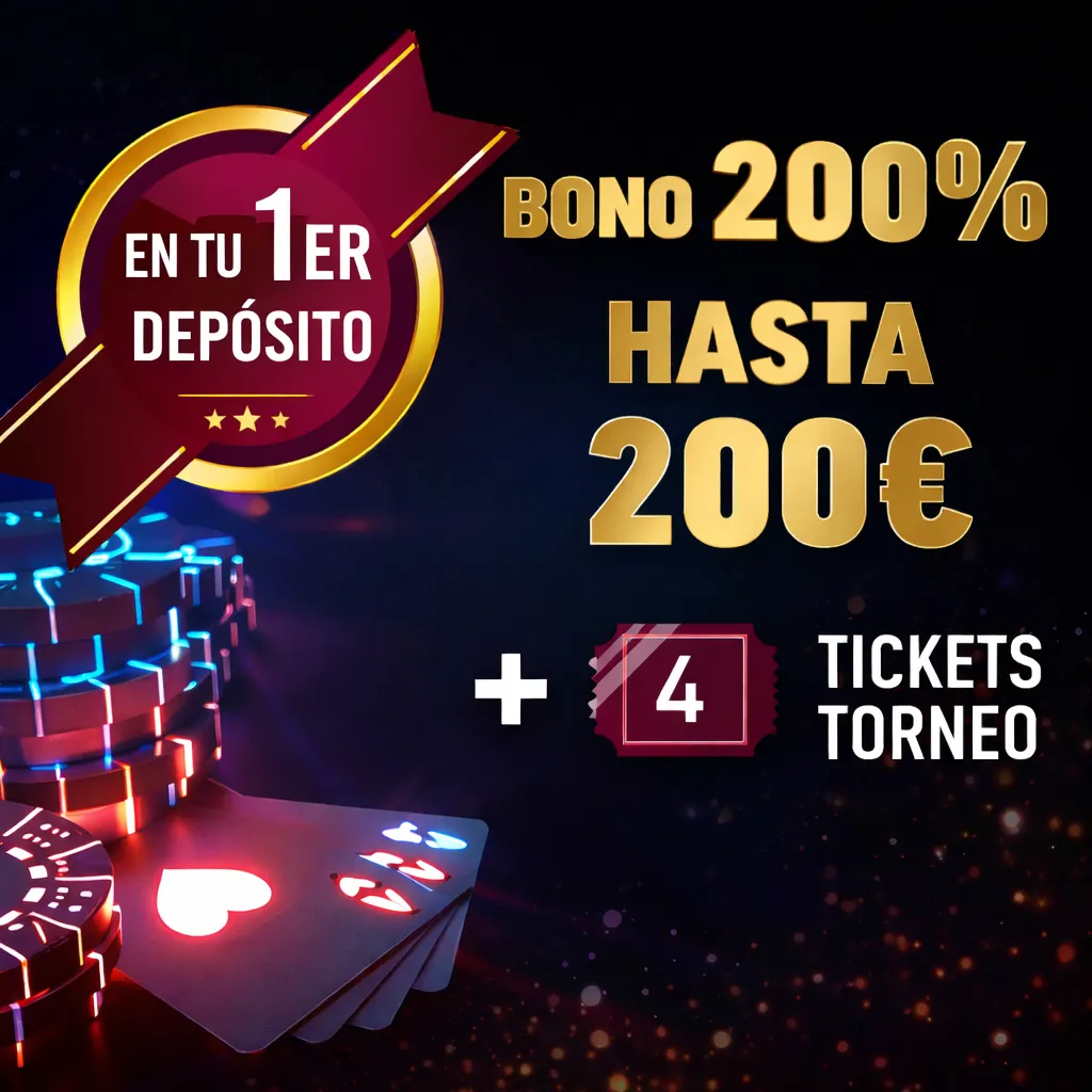 Bono de bienvenida de póker: 200% hasta 200€ + 4 tickets Step Sixers