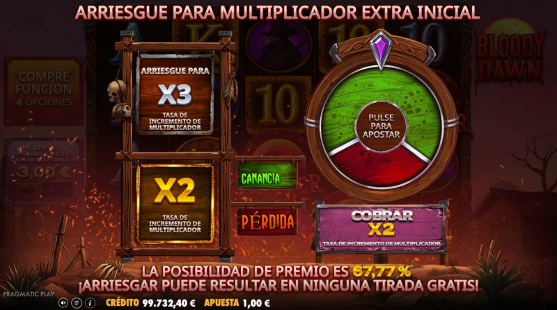 Logra mejorar tus oportunidades a través de una función donde arriesgas tu bonus por mejores características.