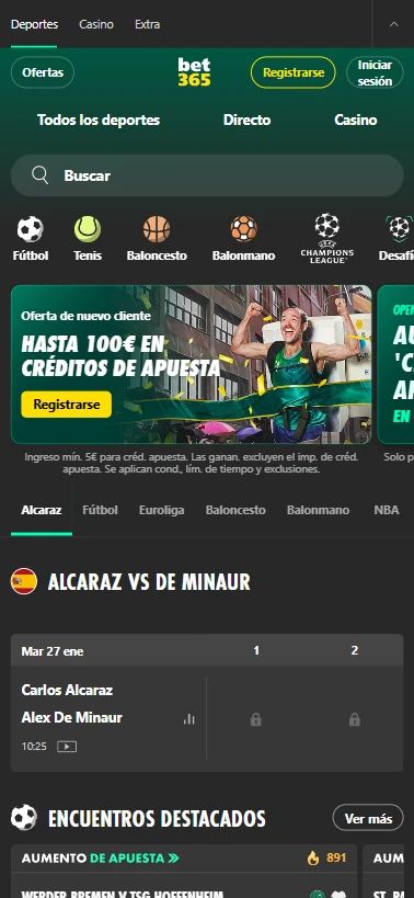 página principal de Bet365