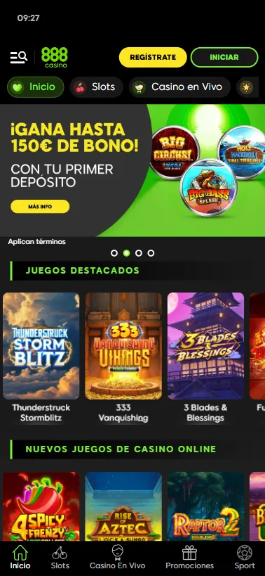 Podremos disfrutar de 888 Casino tanto en web como a través de su app propia.