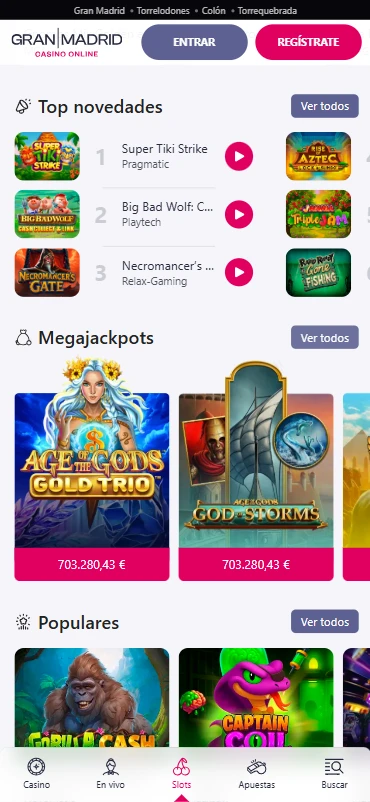 Tragaperras online Casino Gran Madrid