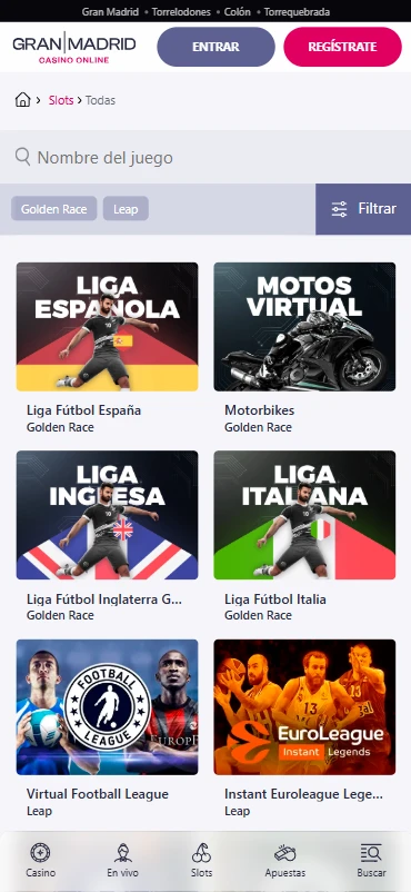 Apuestas virtuales Casino Gran Madrid