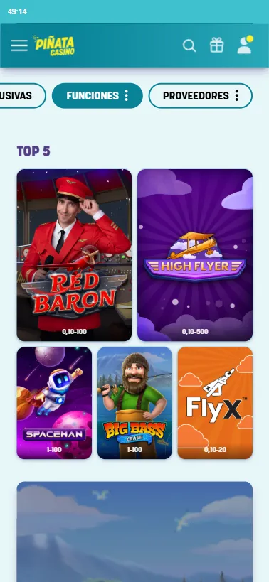 Piñata Casino destaca por tener un amplio catálogo de juegos con mecánica crash.