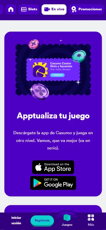 App Casumo sports+casino iOS & Android