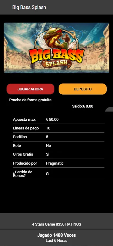 La ficha técnica que muestran las slots incluyen su rango de apuesta, líneas de juego y más.