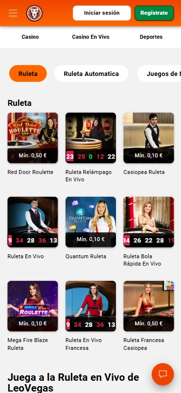 Ruleta en vivo LeoVegas Casino