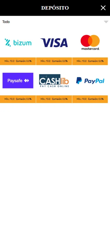 El casino varía sus métodos de pago entre depósitos y retiros, igual que desde el país que juguemos.