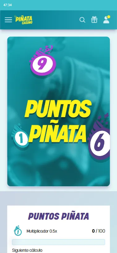 El casiño de Piñata ofrece un sistema de fidelización mediante lo que llama Puntos Piñata.