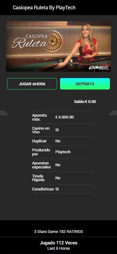 Podemos ver la información clave de las ruletas antes de apostar.