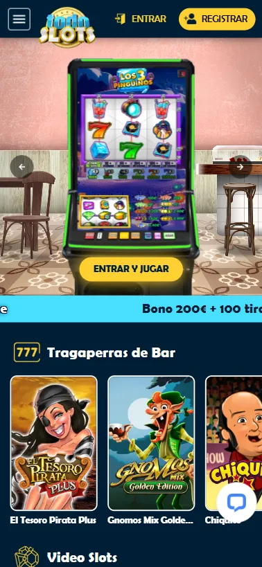 En Todo Slots encontramos una sección de bares, donde cada uno recoge una colección de tragaperras y videoslots con una temática alineada al bar..