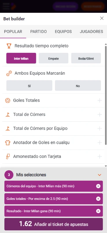 Crear apuesta Tonybet