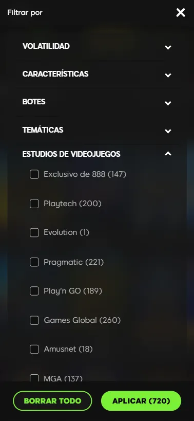 El casino perteneciente a 888 Online Games tiene más de 2.000 juegos de más de 20 proveedores.