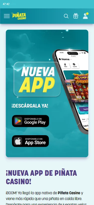 Casino Piñata tiene su propia aplicación móvil para iOS y Android.