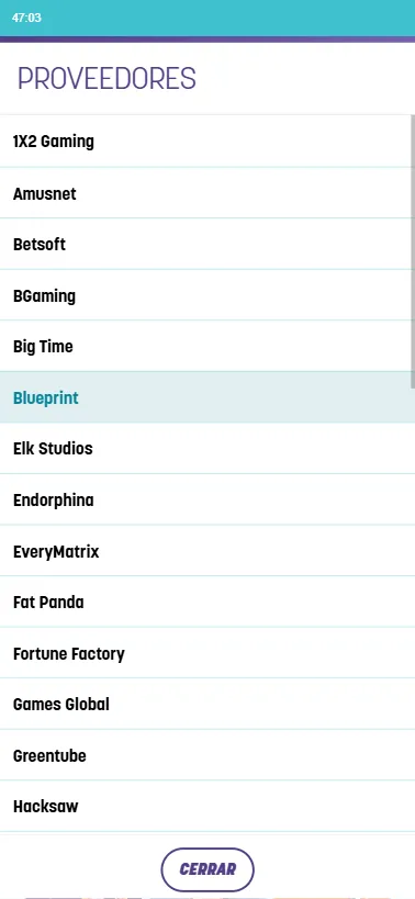 Este casino que forma parte de PAF International PLC separa sus juegos en dos grandes bloques: slots y casino.