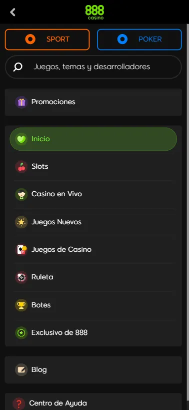 Podremos acceder a los diferentes juegos tanto por un menú lateral como por una barra superior desde la pantalla del móvil.