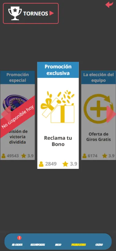 Dentro de Promociones encontramos nuestras Selecciones Diarias con las promociones disponibles.