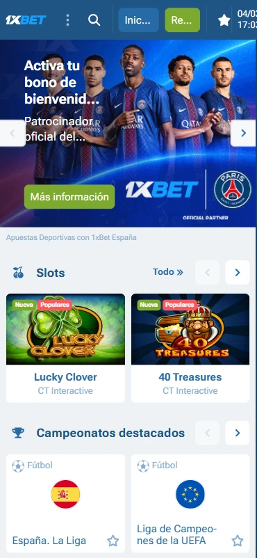 Portada 1xBet España Apuestas y Casino