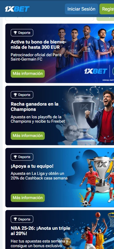 Ofertas y promociones apuestas deportivas 1xBet