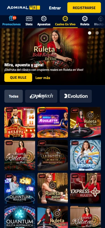 Ruleta en vivo AdmiralBet online