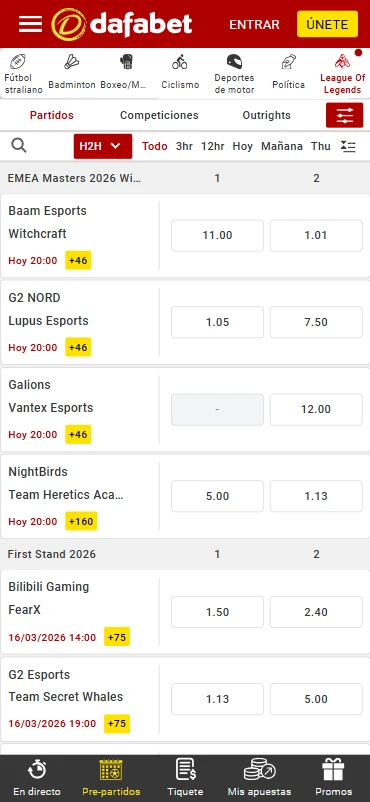 dafabet apuestas esports league of legends