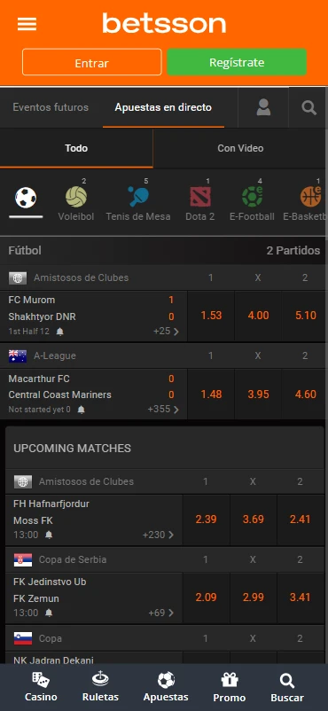 apuestas en directo betsson