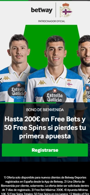 Bono bienvenida Betway españa