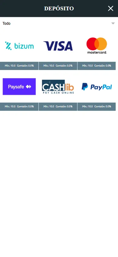 Los métodos de pago son 6, siendo Visa y Mastercard los que más tardan en recibir una retirada.