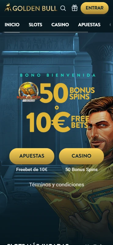 Bono bienvenida Golden Bull freebet 10€ o 50 FS