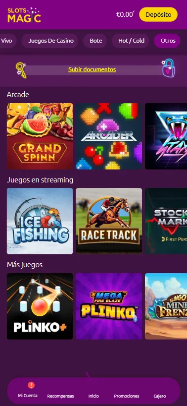 Juega Plinko, Keno, crash games, videoslots y muchos más en casino SlotsMagic.