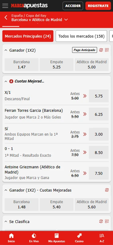 MARCA Apuestas marcados fútbol