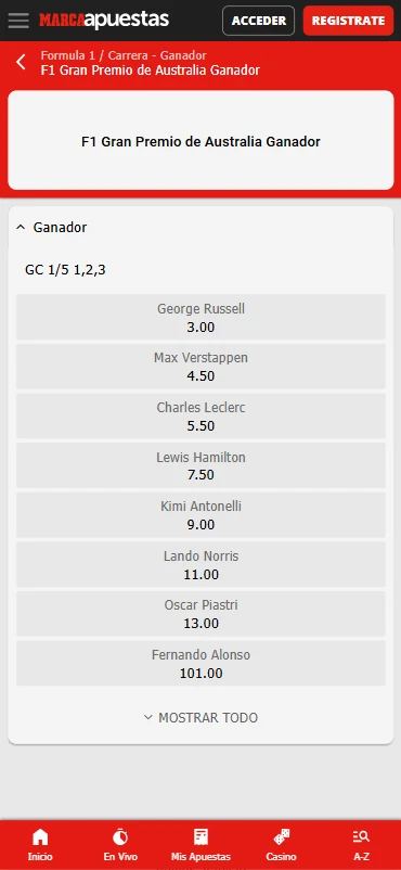 Apuestas F1 MARCA Apuestas