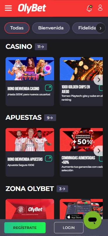 Bonos y promociones Olybet