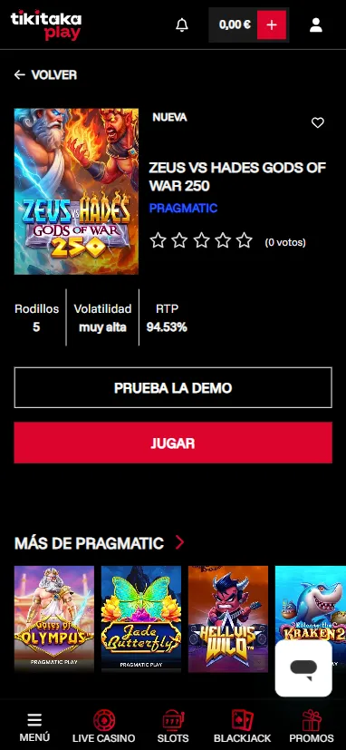 Cada juego disponible en la web Tiki Taka tiene su propia ficha técnica y una demo gratuita para probar.