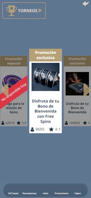 Las Selecciones Diarias ofrecen promociones y torneos.