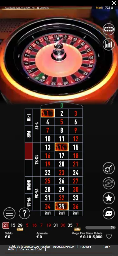 Las ruletas en vivo no tienen función demo, pero podemos entrar y no apostar para ver su funcionamiento.